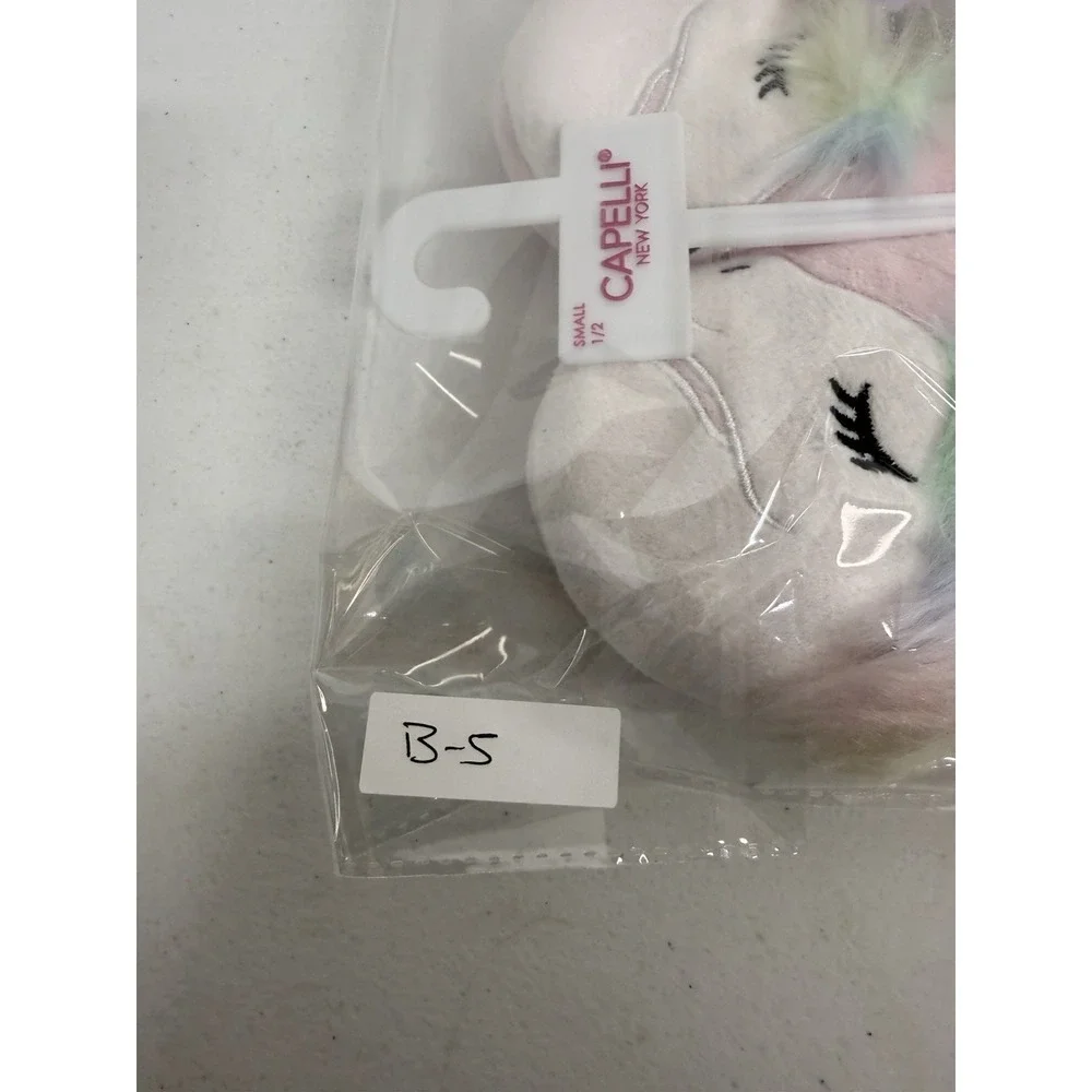 Kids Capelli Unicorn Faux Fur-Lined House Shoes Size Small 1/2 NWT